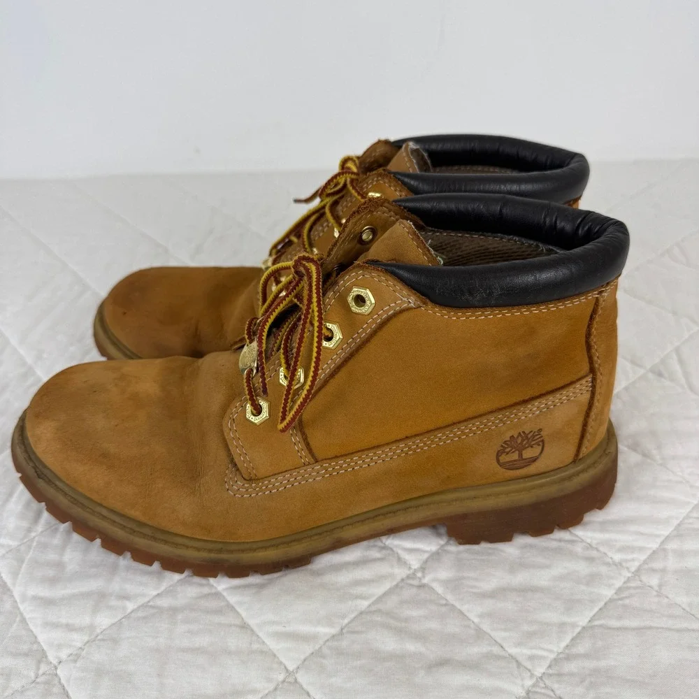 Timberland Womens Wheat Nubuck Waterproof Boots Tan Leather‎ Lace Up 6.5 M